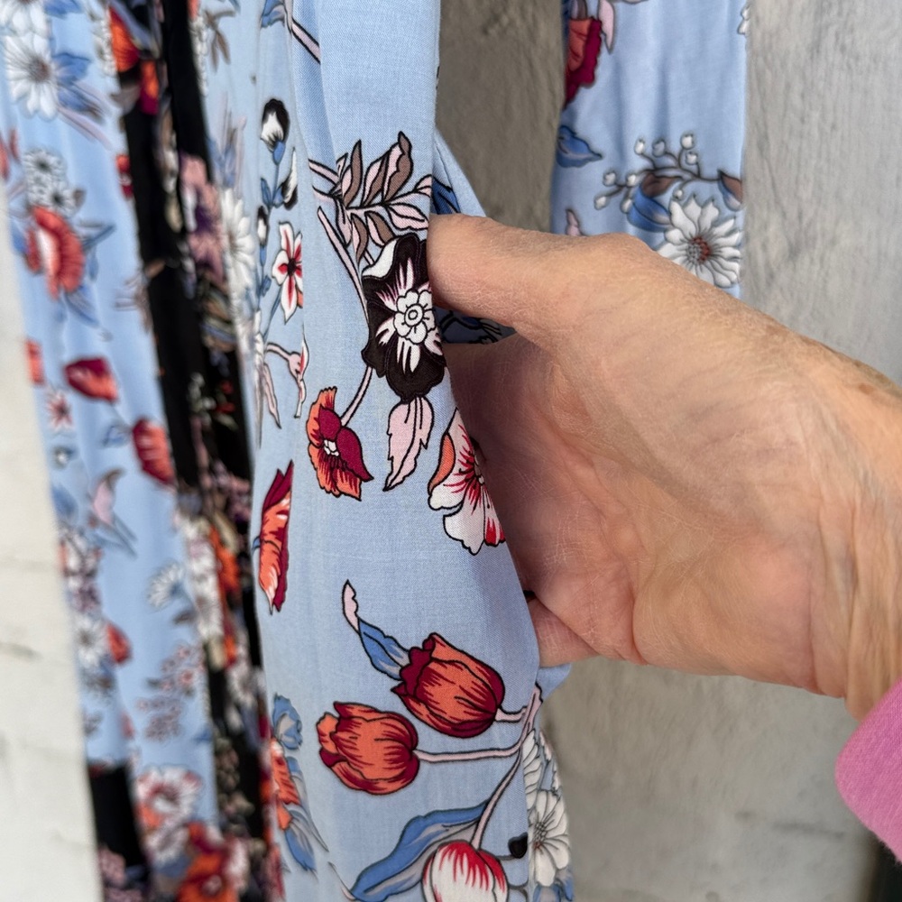 Anthropologie Maeve Leyster Blue Floral Shirt Dress Size 4 - Picture 7 of 9